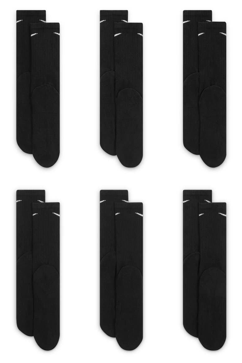Everyday Crush Crew Socks - Pack of 6, Alternate, color, 010 BLACK/WHITE