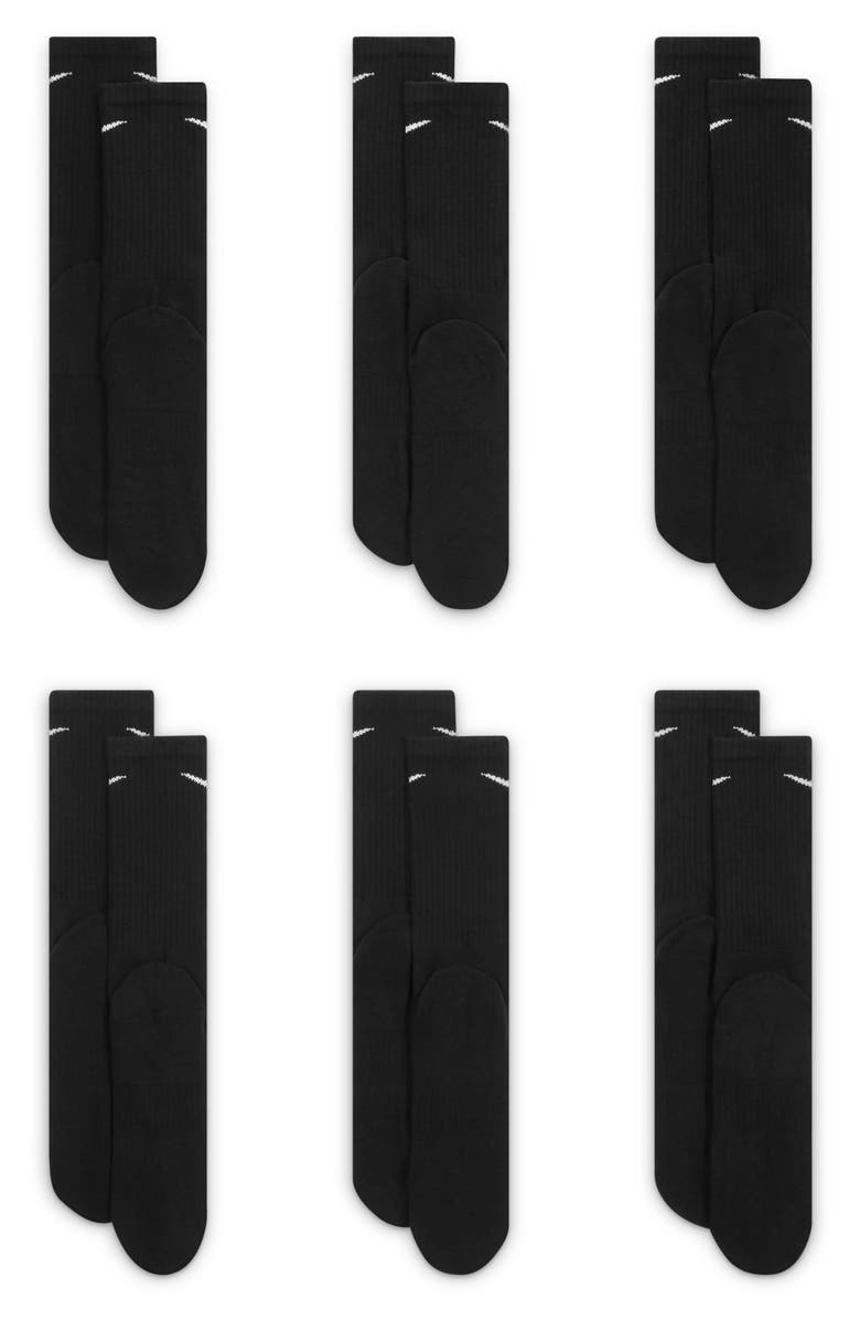Nike Everyday Crush Crew Socks - Pack of 6, Alternate, color, 010 Black/White