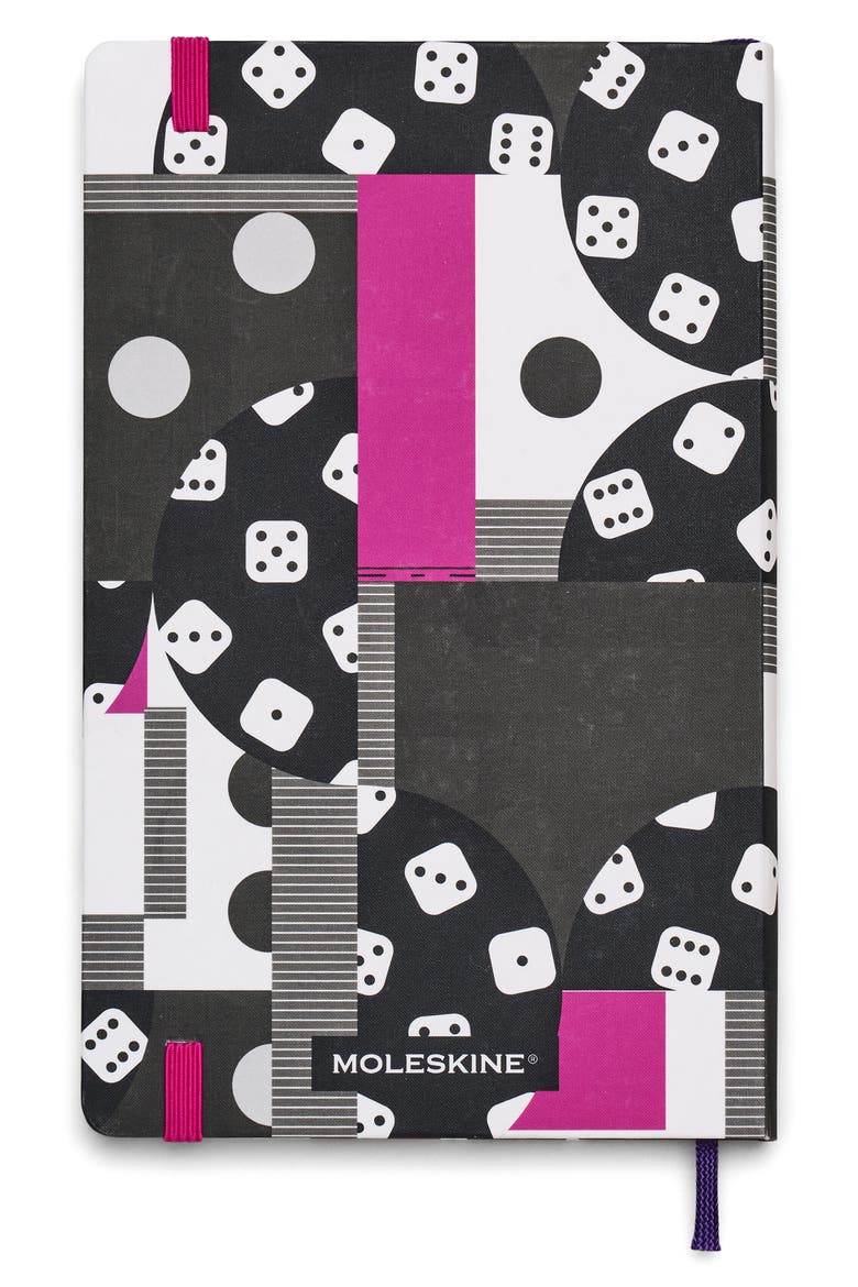 x Marc Jacobs Joy Large Hard Cover Ruled Notebook, Alternate, color, MAGENTA / BLACK DICE