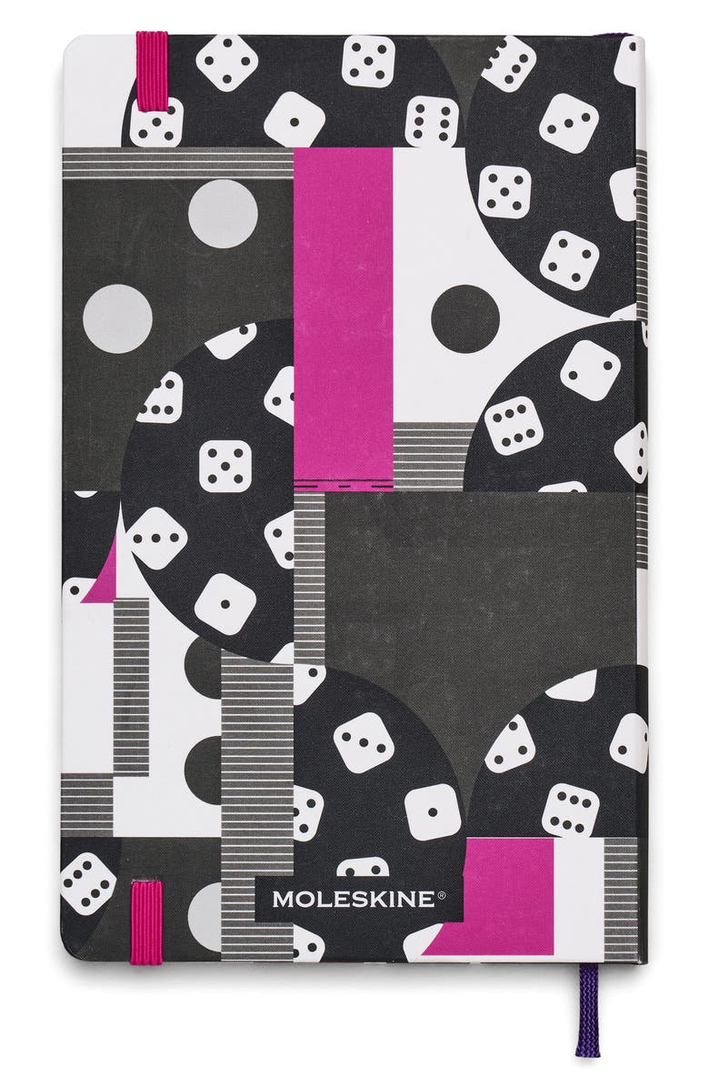 Moleskine x Marc Jacobs Joy Large Hard Cover Ruled Notebook, Alternate, color, Magenta / Black Dice