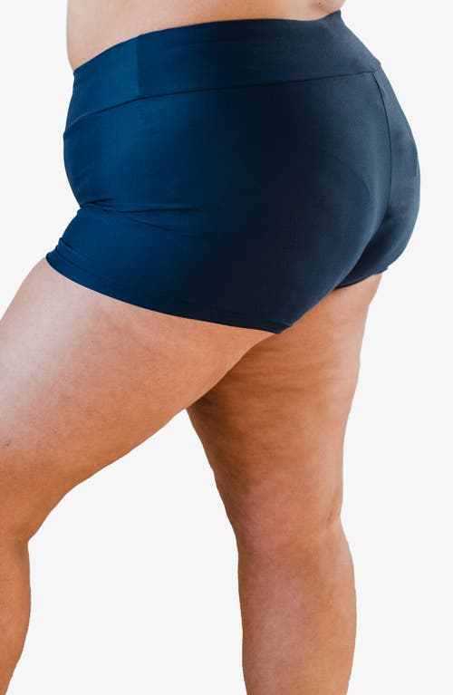 Calypsa Plus Size Swim Shorts In Blue