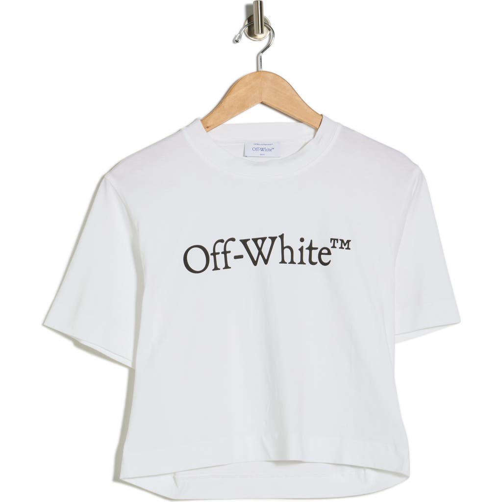 Off-white Big Logo Bookish Crop Graphic T-shirt In White