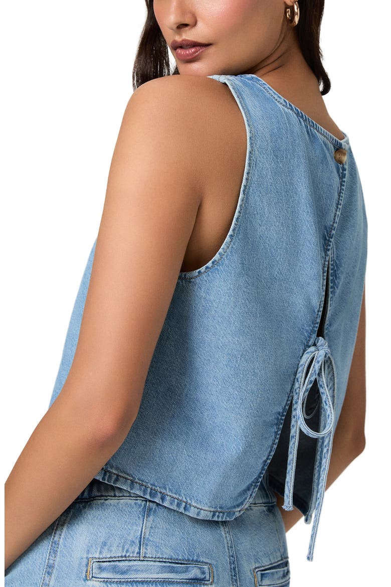 Zola Back Tie Crop Denim Top, Alternate, color, REVOLUTION