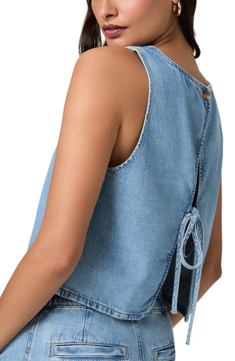 PAIGE Zola Back Tie Crop Denim Top, Alternate, color, Revolution