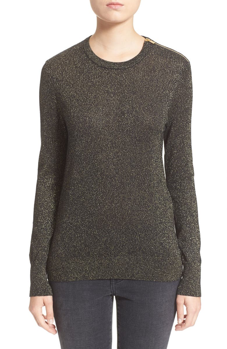 Equipment 'Ondine' Zip Shoulder Metallic Crewneck Sweater, Main, color,