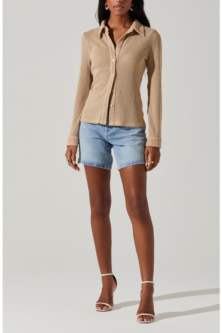 Celestia Button-Up Top, Alternate, color, TAUPE