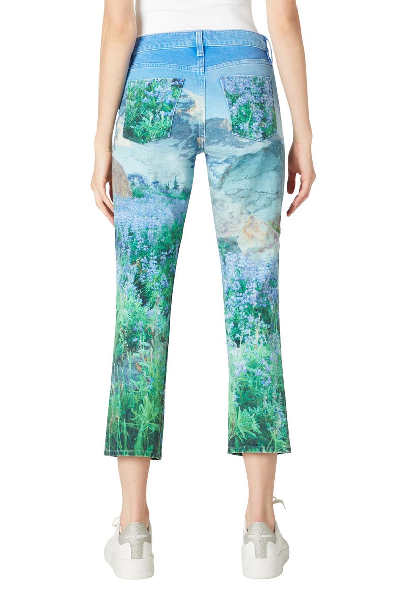 Barbara High Waist Crop Straight Leg Jeans, Alternate, color, MOUNTAIN BLUE FLOWERS
