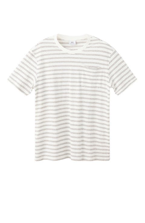 Regular Fit Stripe Cotton & Linen T-Shirt