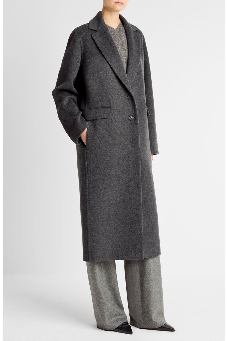 Double Breasted Wool Blend Coat, Alternate, color, CHARCOAL