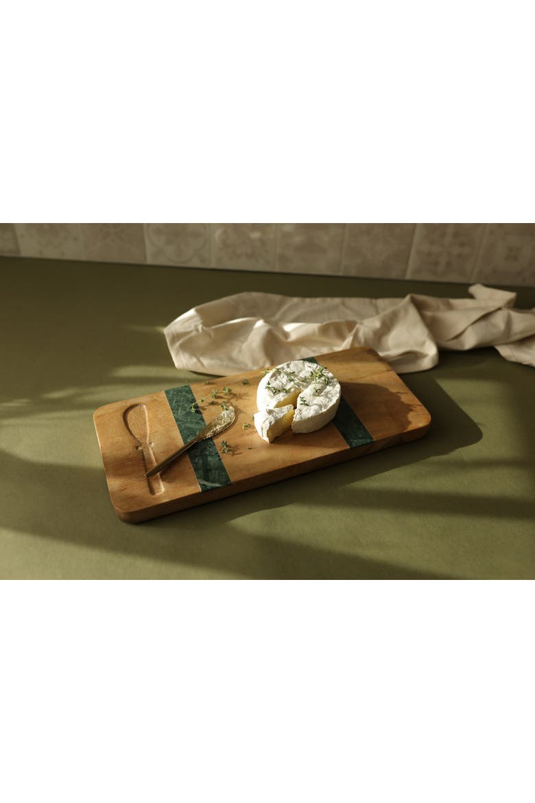 Cillian Dark Green Marble Tray with Spreader Set of 2, Alternate, color, Brown