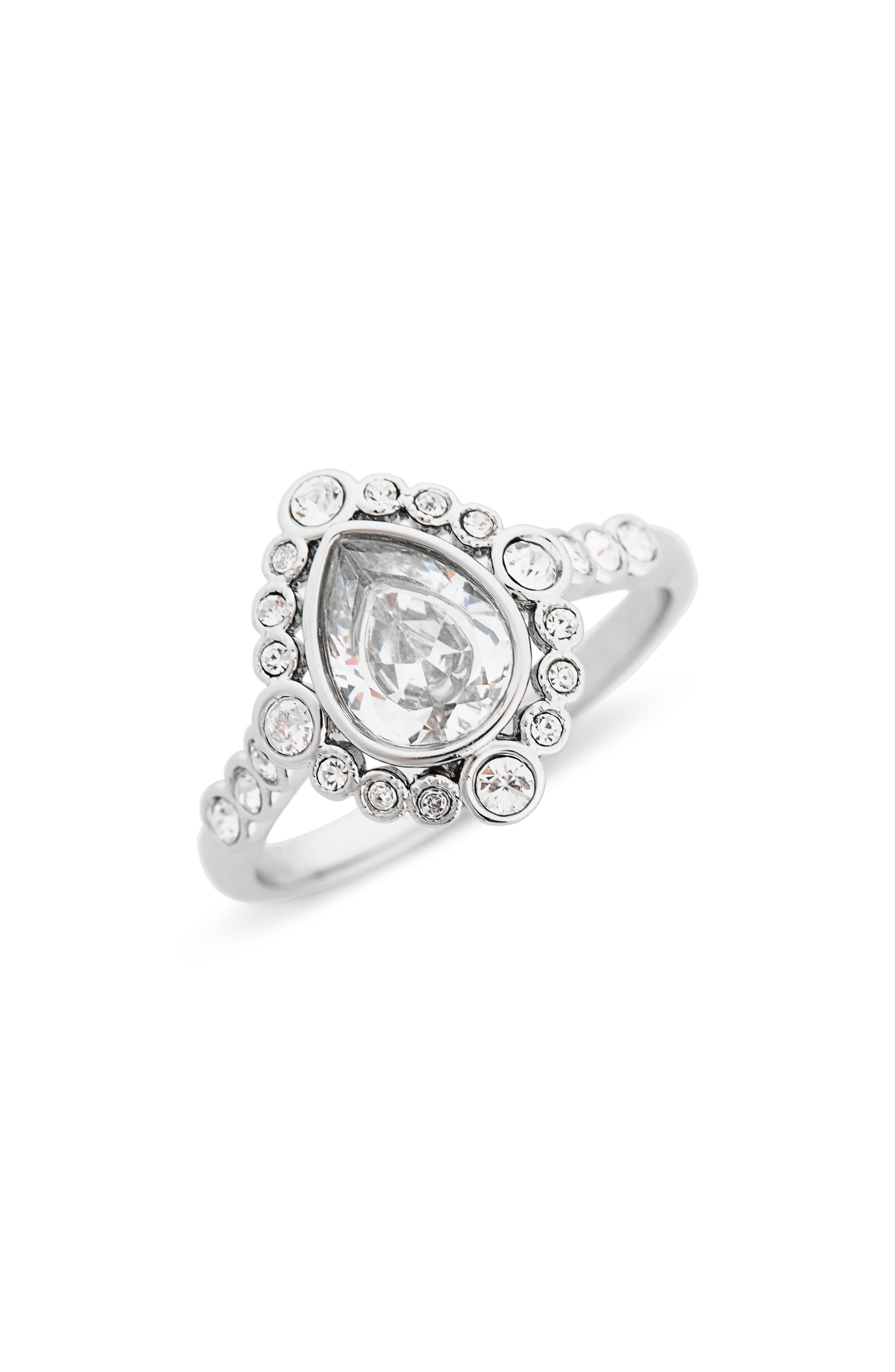Covet CZ Teardrop Halo Ring