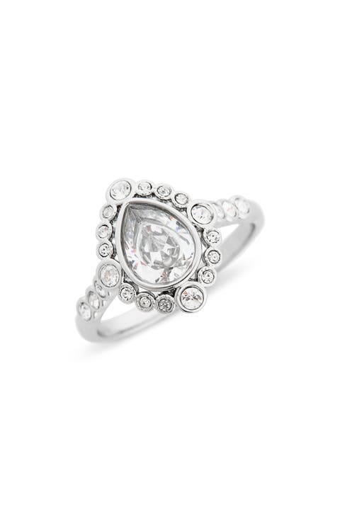 CZ Teardrop Halo Ring