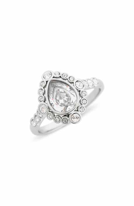 Covet CZ Teardrop Halo Ring