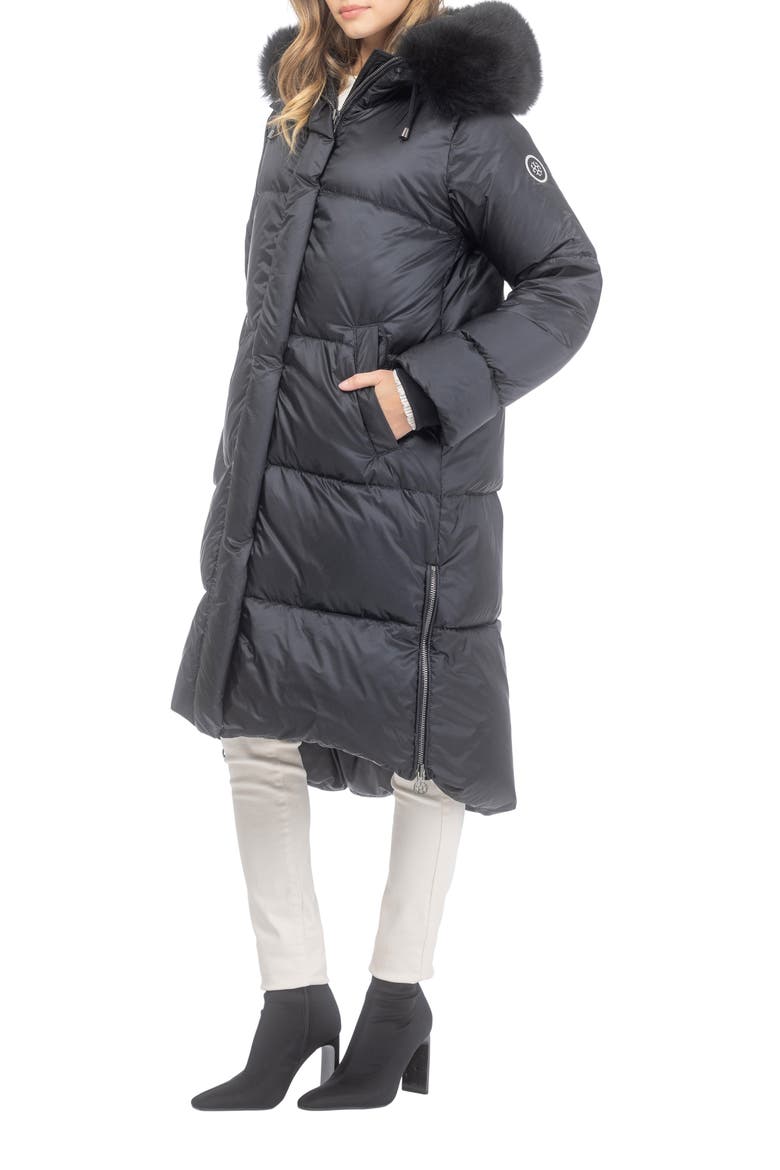 Apres-Ski Long Parka with Detachable Toscana Lamb Hood Trim, Alternate, color, Black/Black