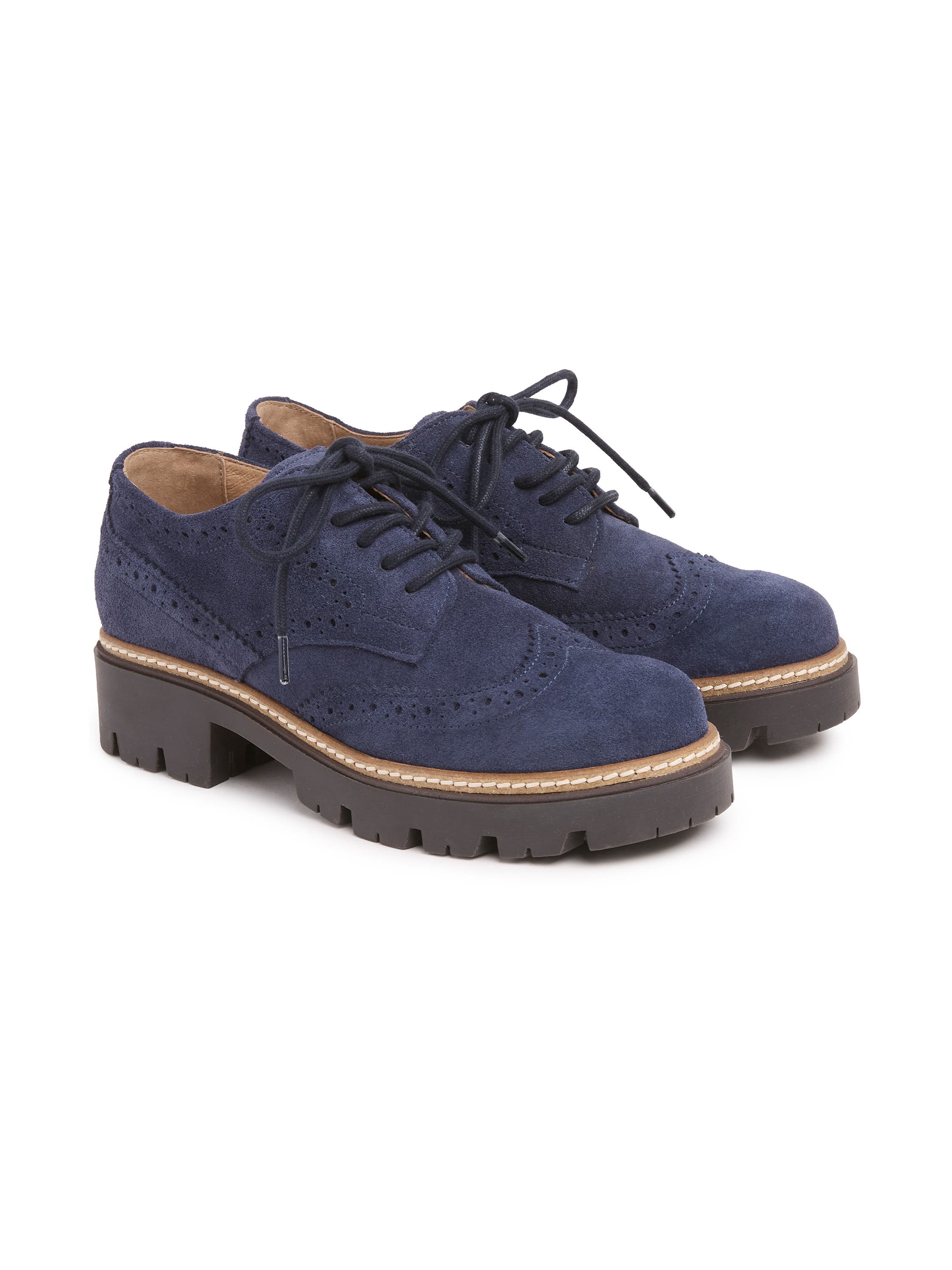 Celtic & Co. Chunky Brogue Shoe, Alternate, color, Navy