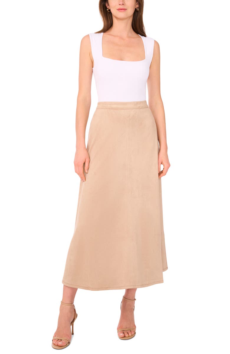 Parker The Lillian Slim Faux Suede Midi Skirt, Alternate, color, Stone Fox