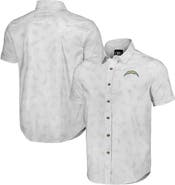 NFL X DARIUS RUCKER Men's NFL x Darius Rucker Collection by Fanatics White Los Angeles Chargers Woven Short Sleeve Button Up Shirt