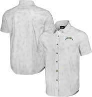 NFL X DARIUS RUCKER Men's NFL x Darius Rucker Collection by Fanatics White Los Angeles Chargers Woven Short Sleeve Button Up Shirt
