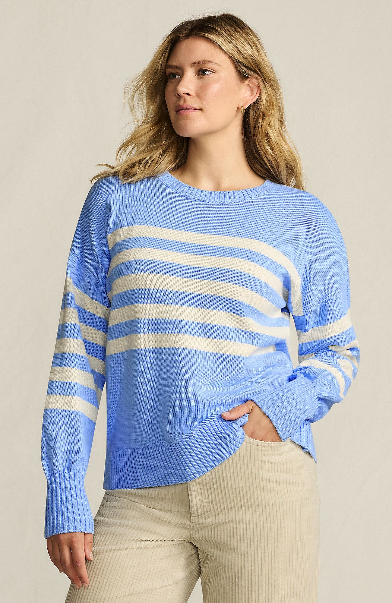 selected Clear Blue/Ivory Placed Stripe