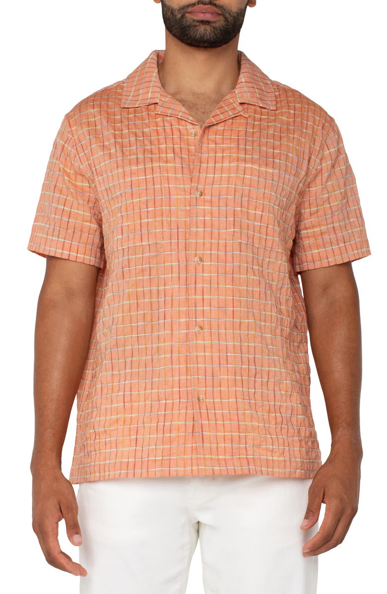 Liverpool Los Angeles Grid Print Camp Shirt, Main, color, 