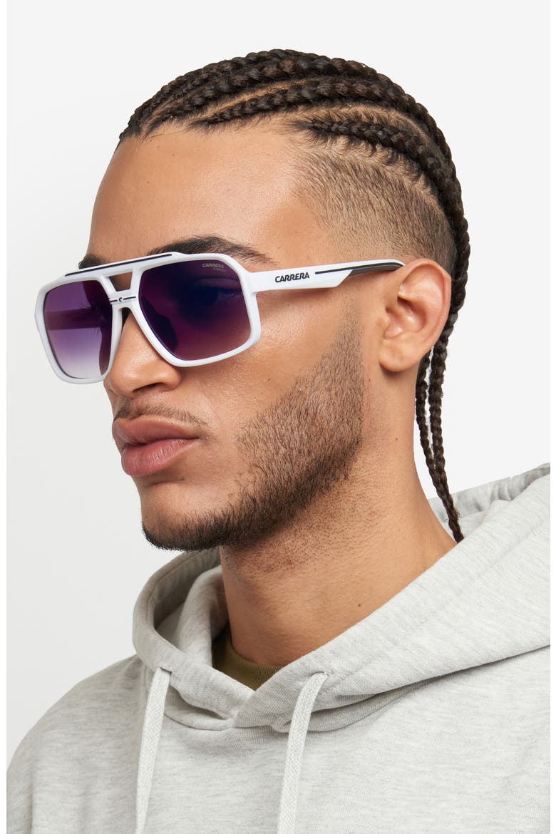 C Sport 61mm Gradient Square Sunglasses, Alternate, color, MATTE WHITE/ GREY SP SH