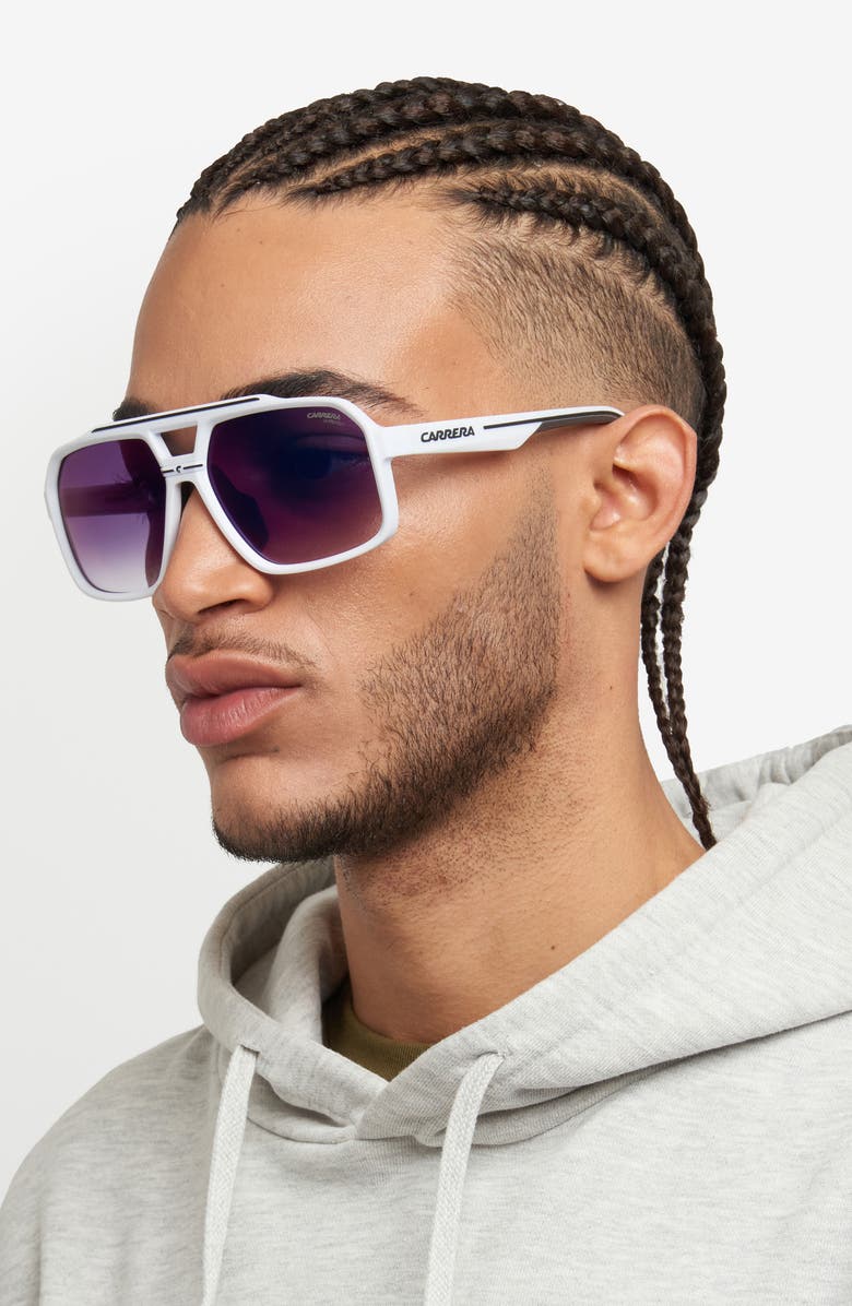 Carrera Eyewear C Sport 61mm Gradient Square Sunglasses, Alternate, color, Matte White/ Grey Sp Sh