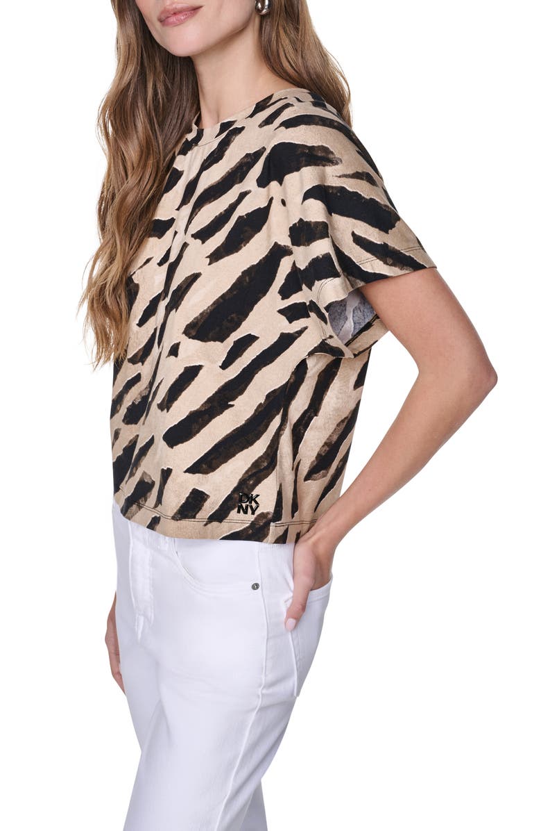 DKNY Dolman Sleeve Stretch Cotton Top, Alternate, color, Geo Animal