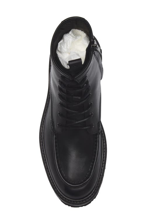 Hugo Boss Boss Julio Lugged Moc Toe Leather Boot In Black