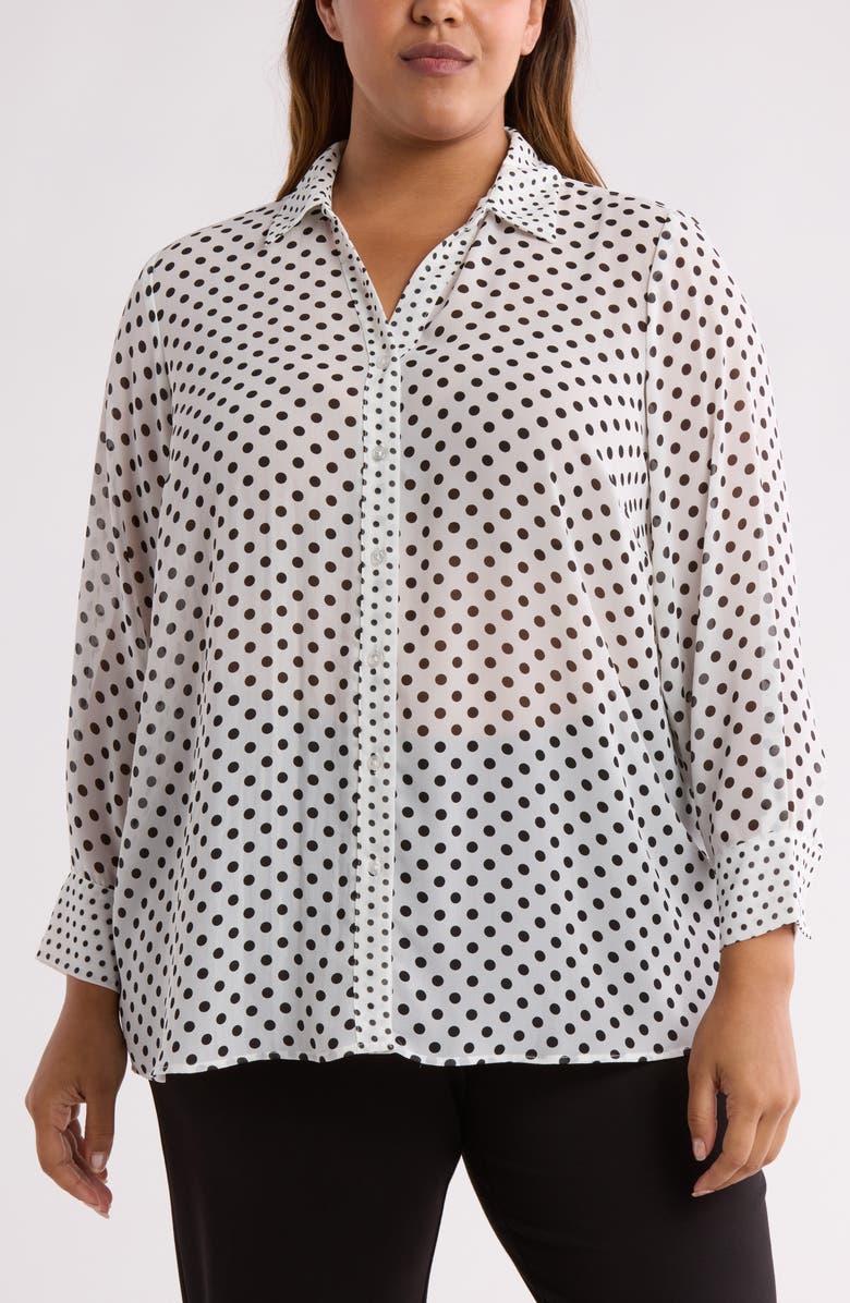 Adrianna Papell Big Little Dot Button-Up Shirt, Main, color, 