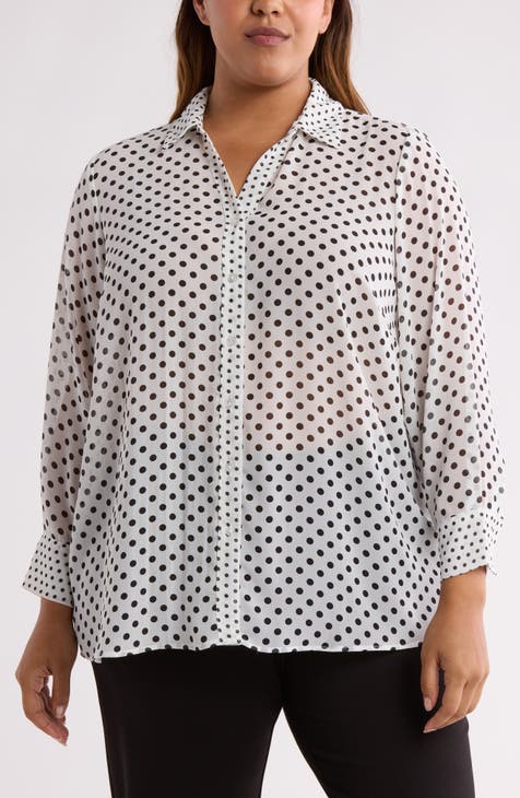 Big Little Dot Button-Up Shirt (Plus)