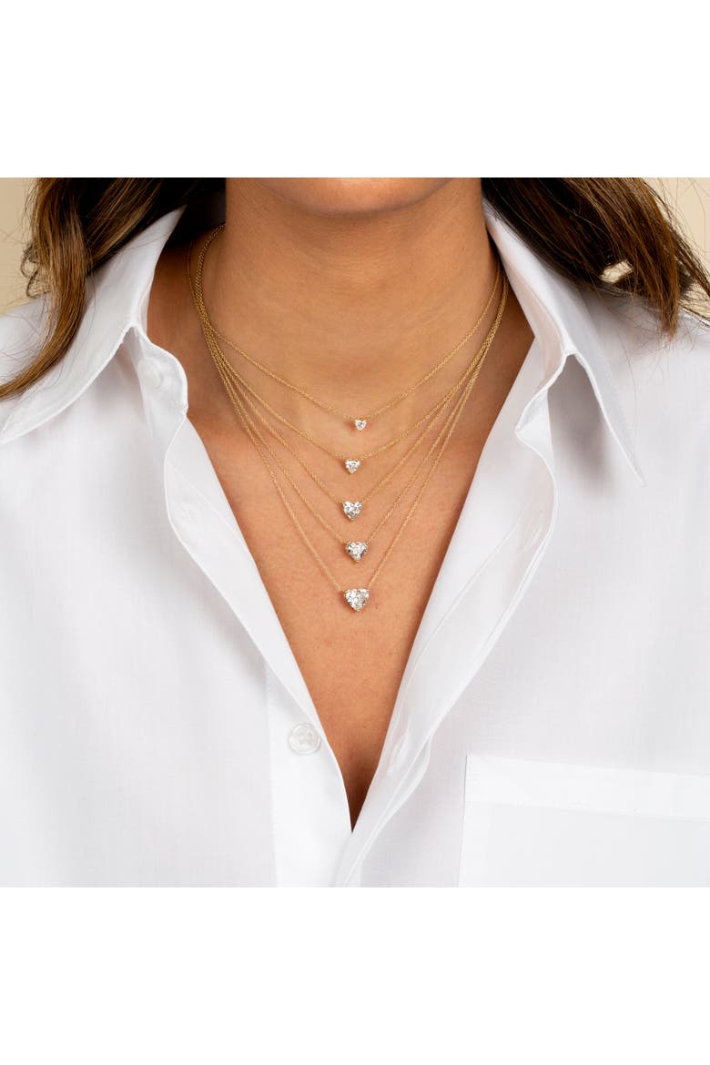 Lab Grown Diamond Heart Solitaire Necklace 14K, Alternate, color, 14K White Gold - 2 Carat