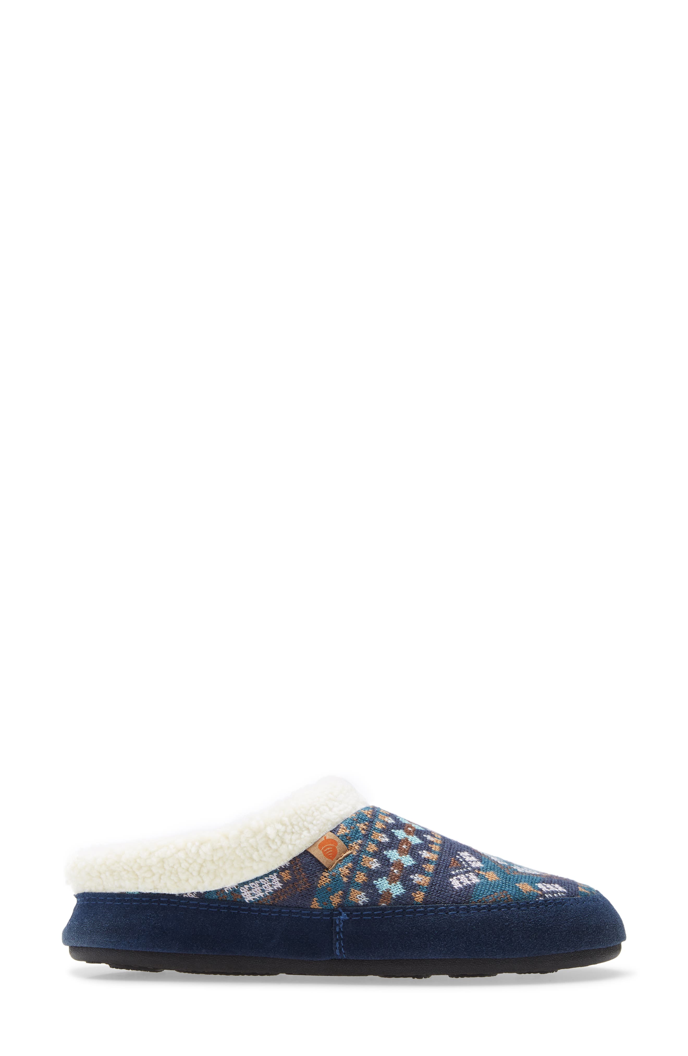 Fair Isle Hoodback Scuff Slipper, Alternate, color, BLUE MULTI