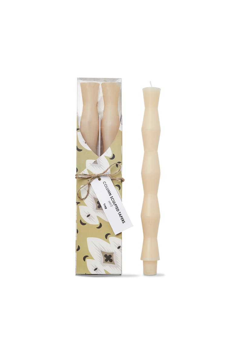 Ivory Column Sculpted Taper Candles - 11 Hour Burn Time, Main, color, Beige