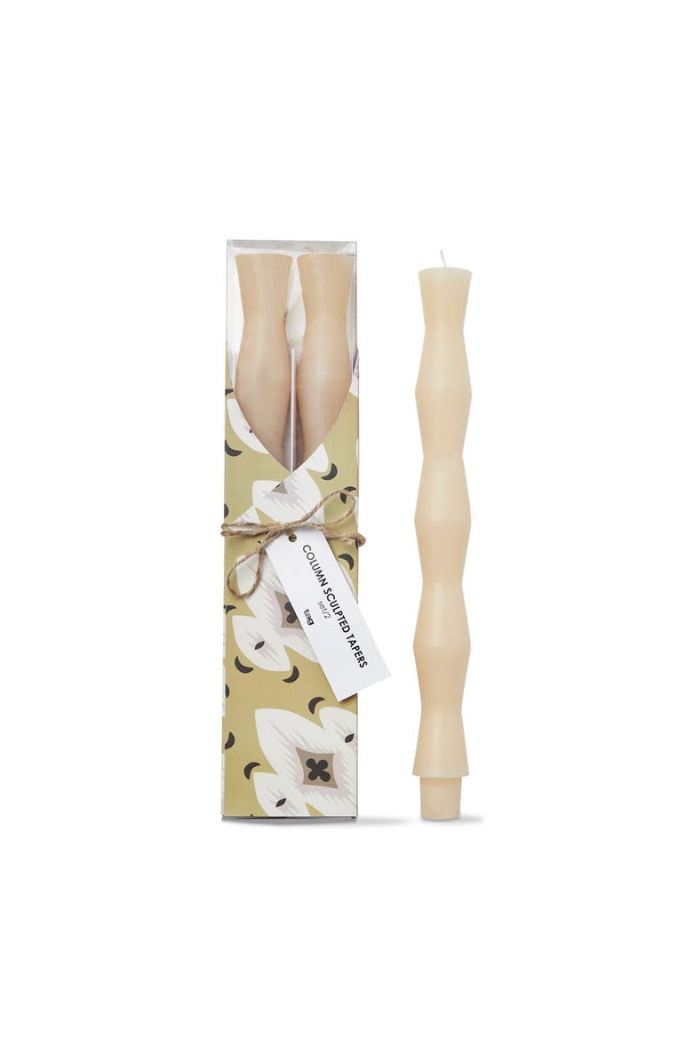 tag Ivory Column Sculpted Taper Candles - 11 Hour Burn Time, Main, color, Beige