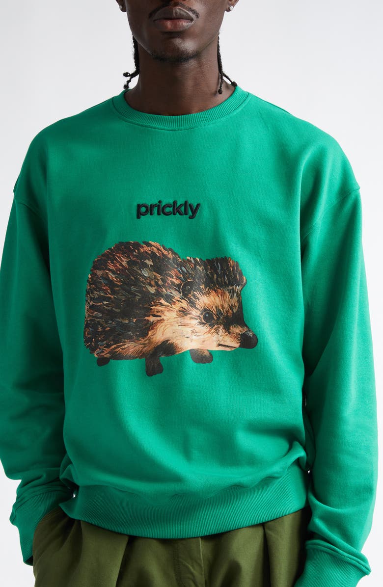 JW Anderson Hedgehog Embroidered Organic Cotton Graphic Sweatshirt, Alternate, color, 