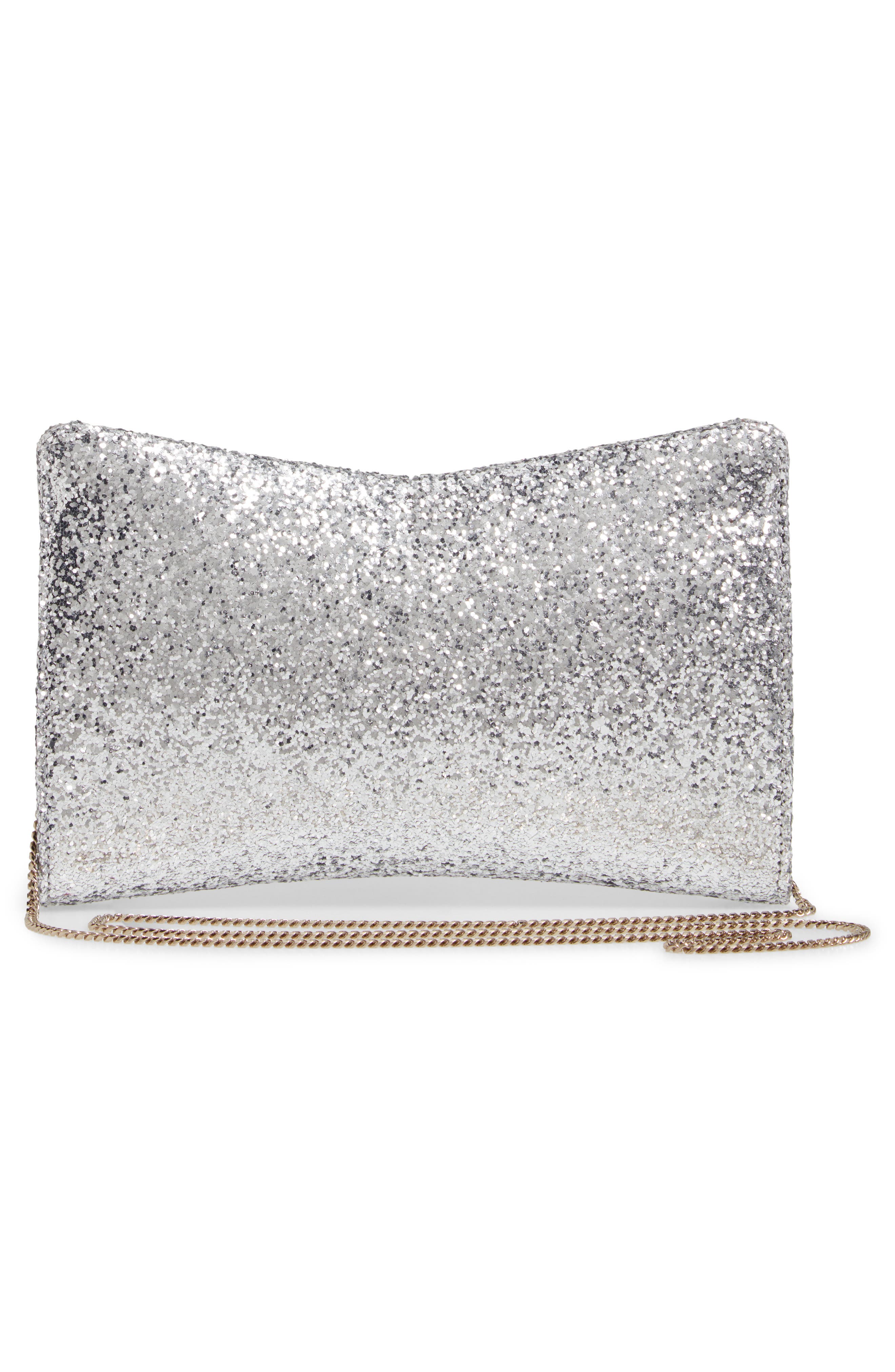 Jimmy Choo Galactica Glitter Clutch with Crystal Bracelet Handle, Alternate, color, 