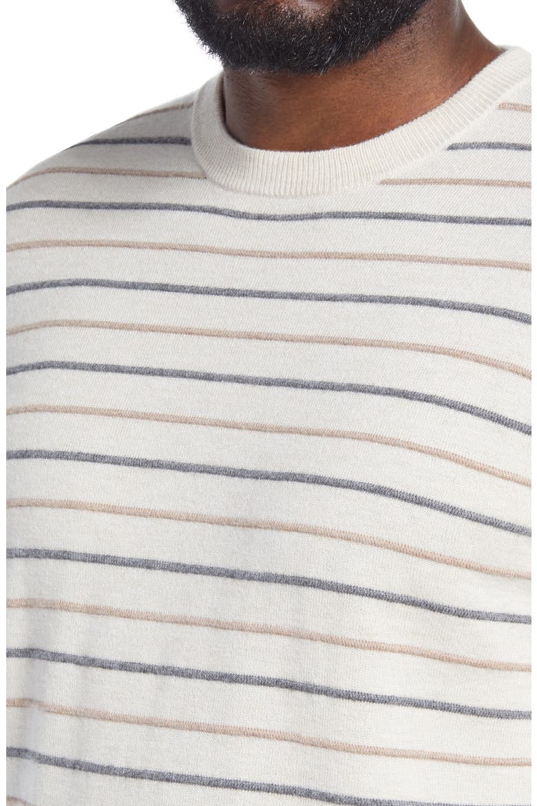 Stripe Crewneck Sweater, Alternate, color, BEIGE BURNT STRIPE