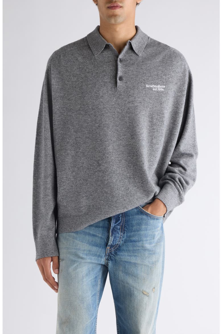 Kluxey Light Richard Yak Hair & Wool Polo Sweater, Main, color, DARK GREY