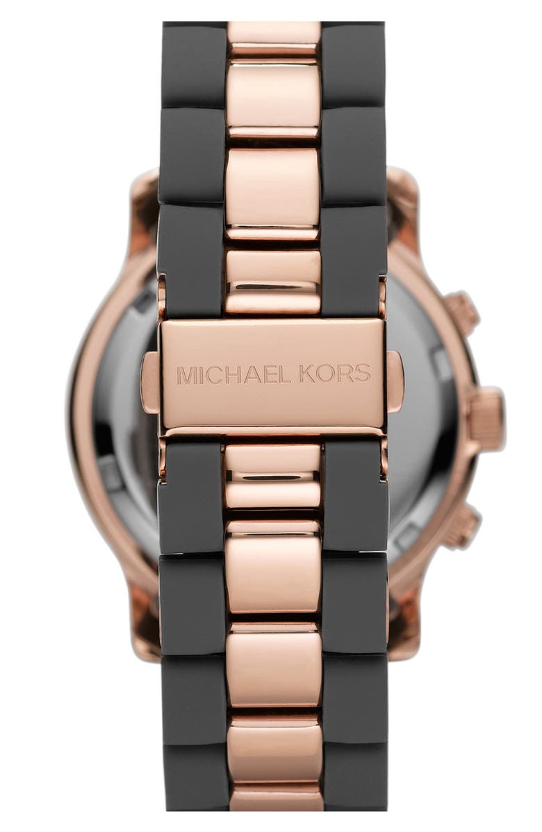 MICHAEL Michael Kors Michael Kors 'Silicone Runway' Rose Gold Chronograph Watch, Alternate, color, 
