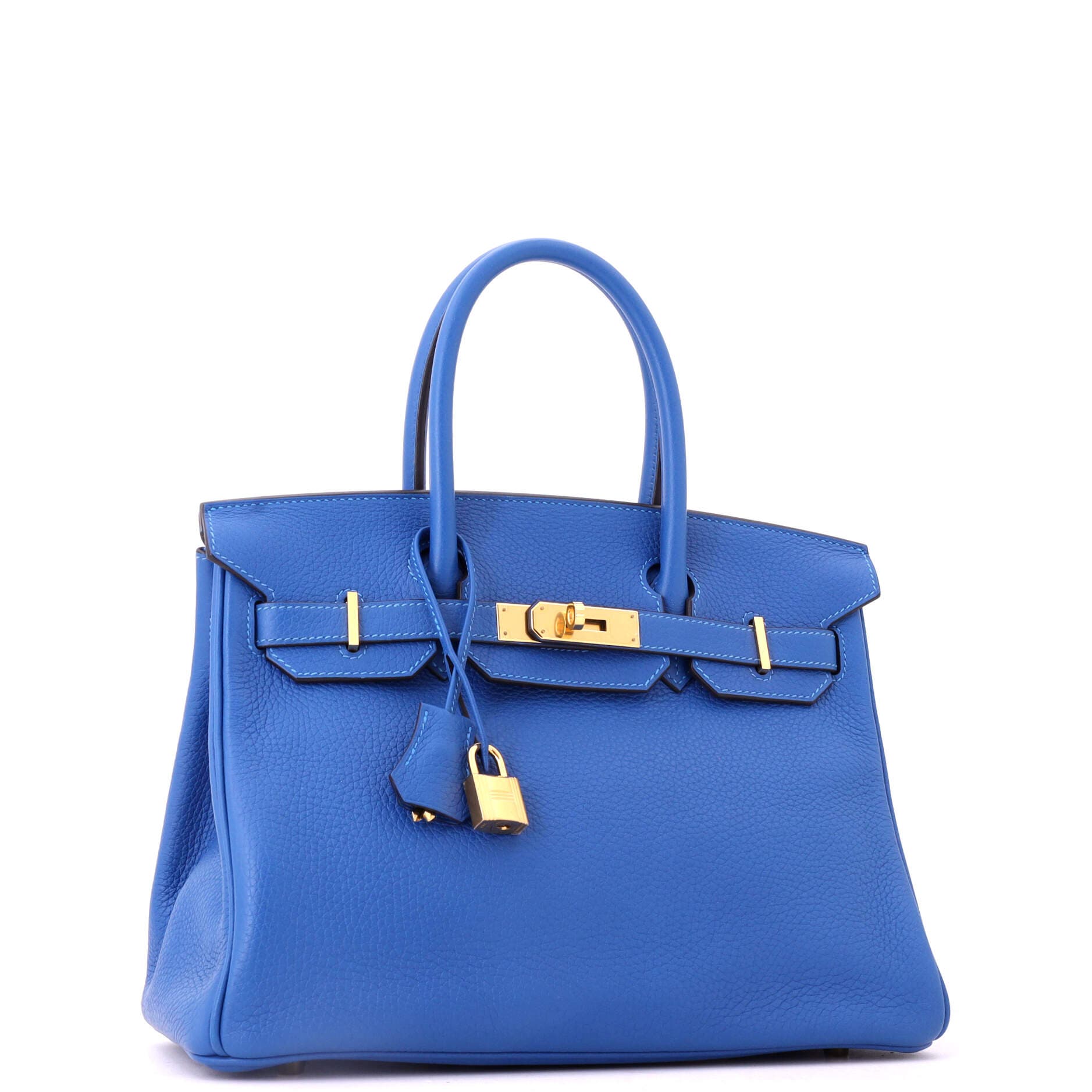 Birkin Handbag Blue Clemence with Gold Hardware 30, Alternate, color, Blue
