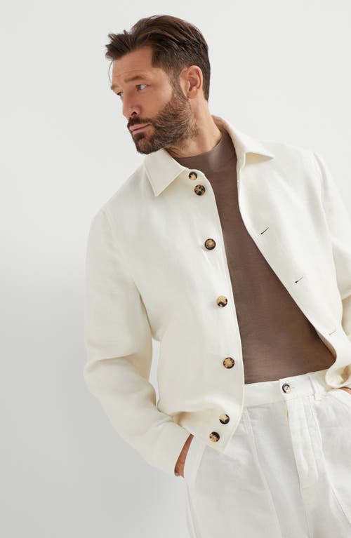 Brunello Cucinelli Linen-wool-silk Twill Jacket In Off-white