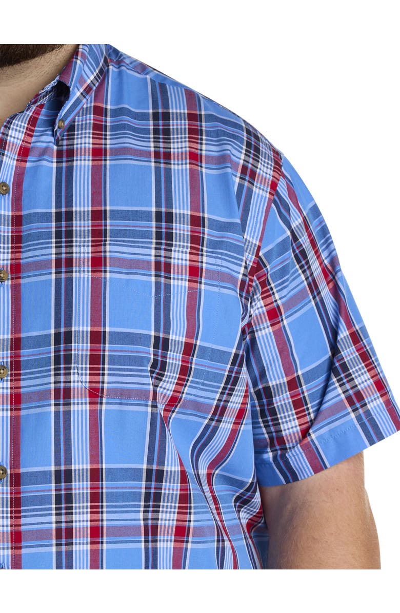 Harbor Bay by DXL Big & Tall Easy-Care Large Plaid Sport Shirt, Alternate, color, Blue Red