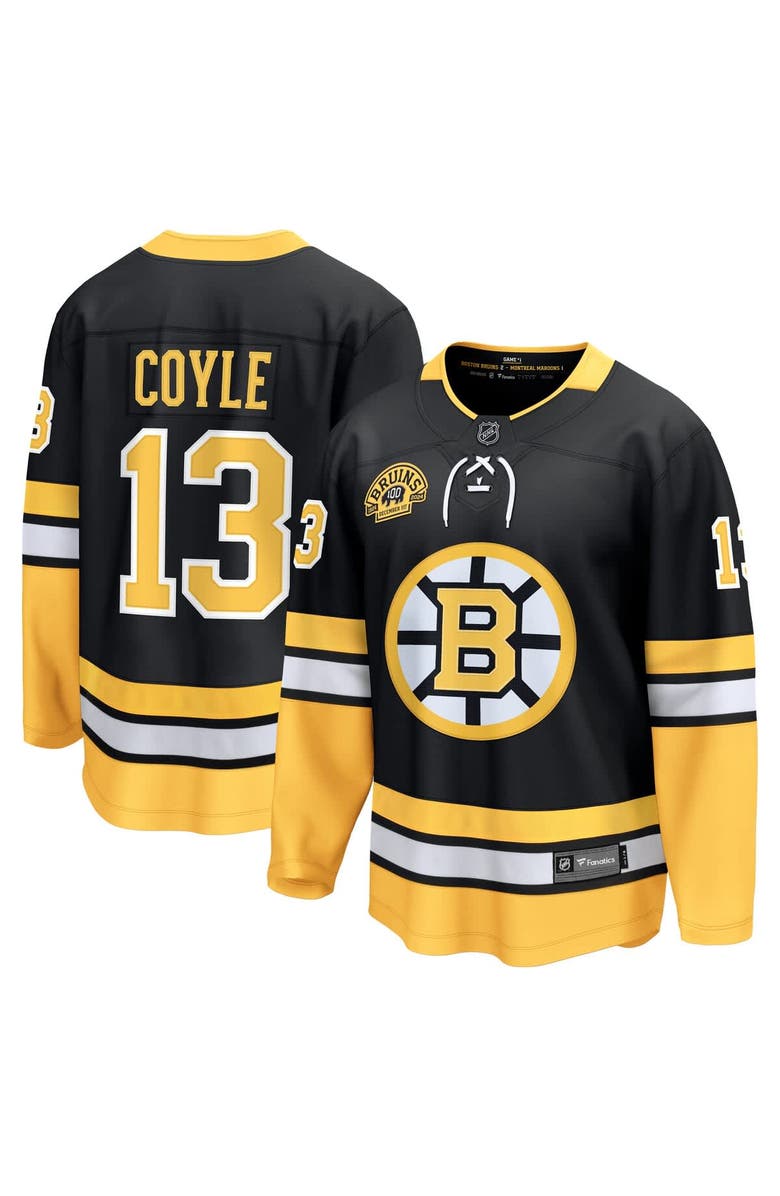 FANATICS Men's Fanatics Charlie Coyle Black Boston Bruins 100th Anniversary Premier Breakaway Player Jersey, Main, color, 