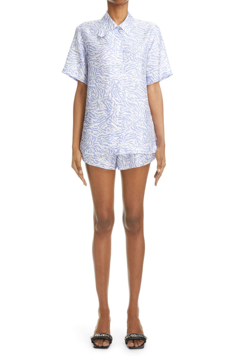 Givenchy Zebra Print Silk Shorts, Alternate, color, 