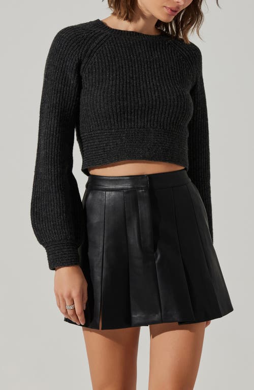 Astr The Label Eila Bow Back Wool Blend Crop Sweater In Gray