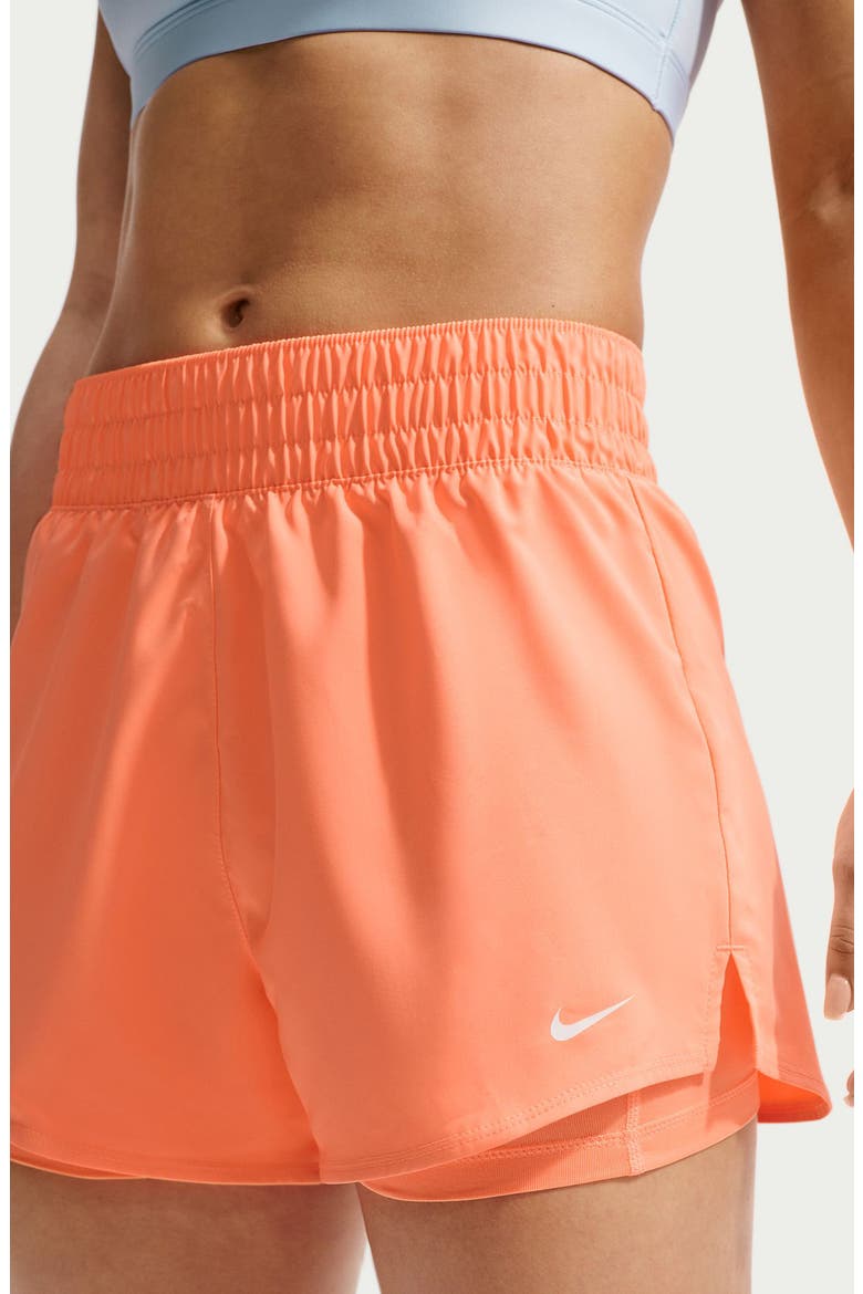 One Dri-FIT High-Waisted 3-Inch 2-in-1 Shorts, Alternate, color, ORANGE PULSE/WHITE