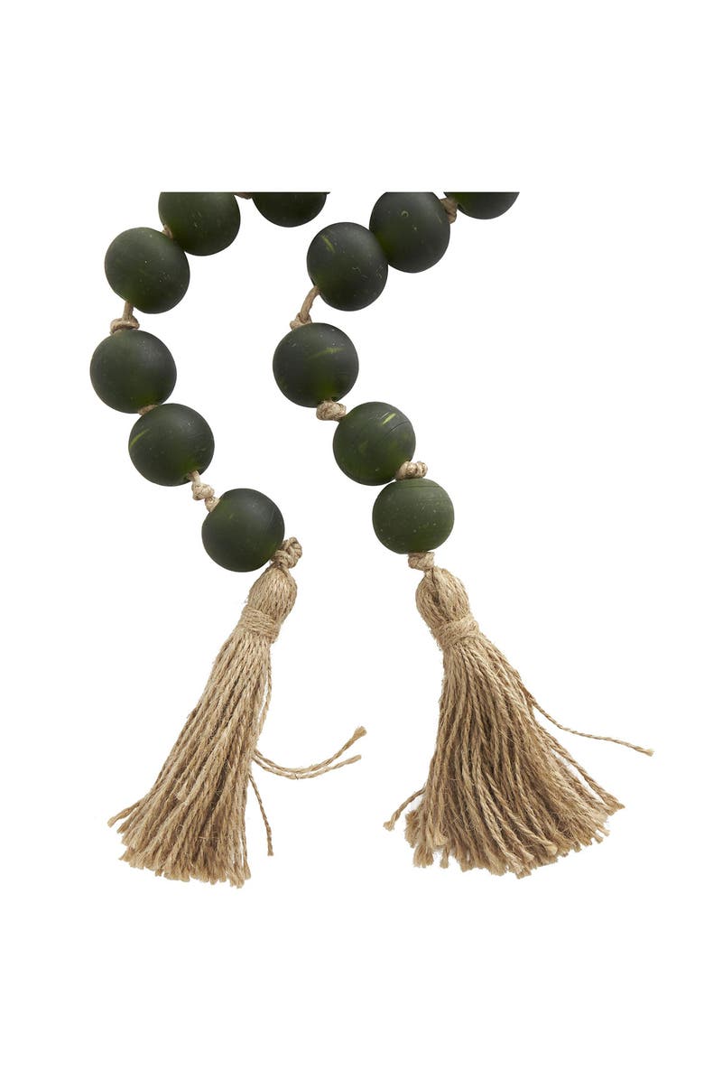 WILLOW ROW Bohemian Glass Beaded Tassel Garland, Alternate, color, Green
