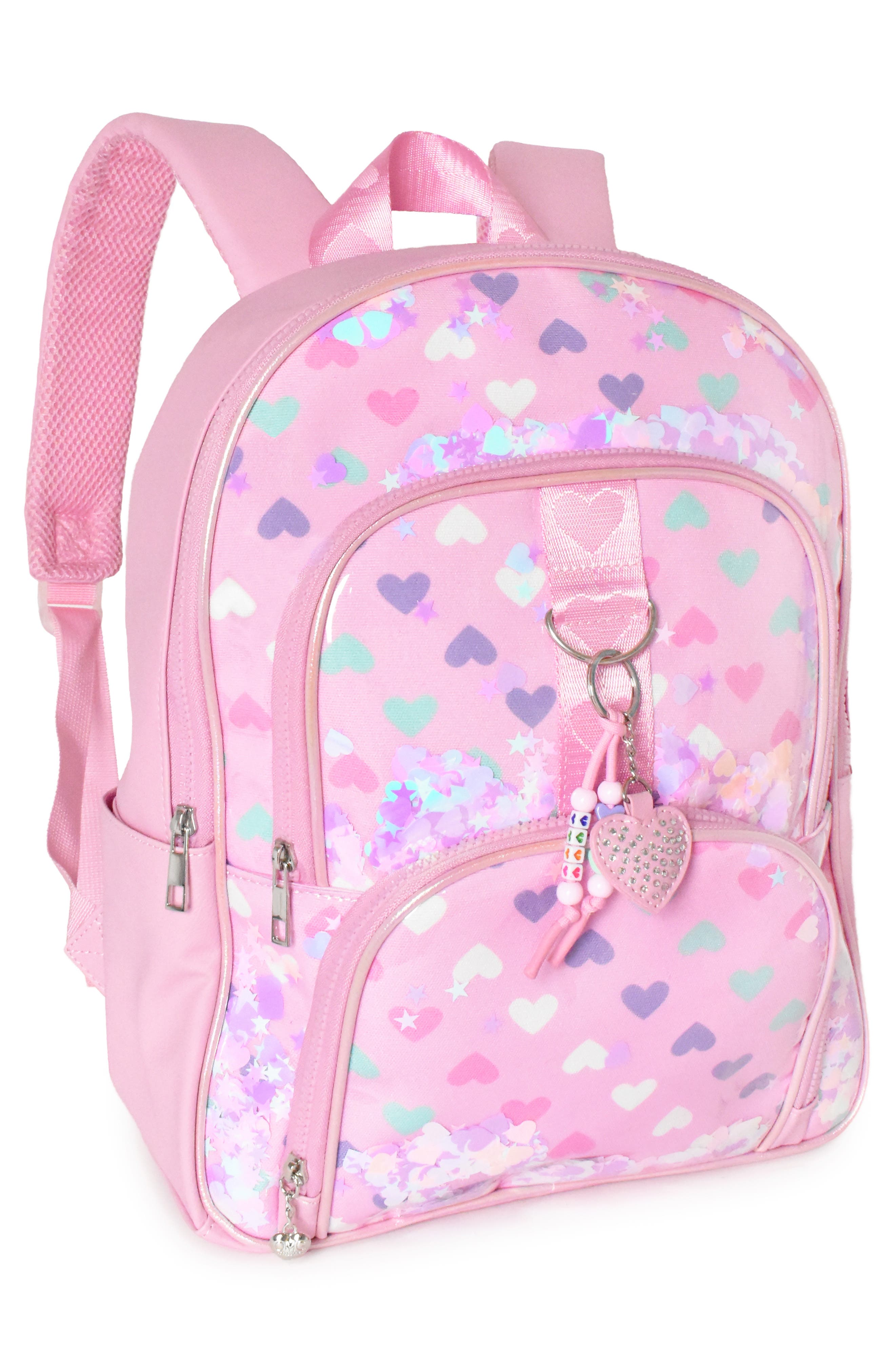 Kids' Heart Confetti Backpack & Lunch Bag Set, Alternate, color, BUBBLE GUM