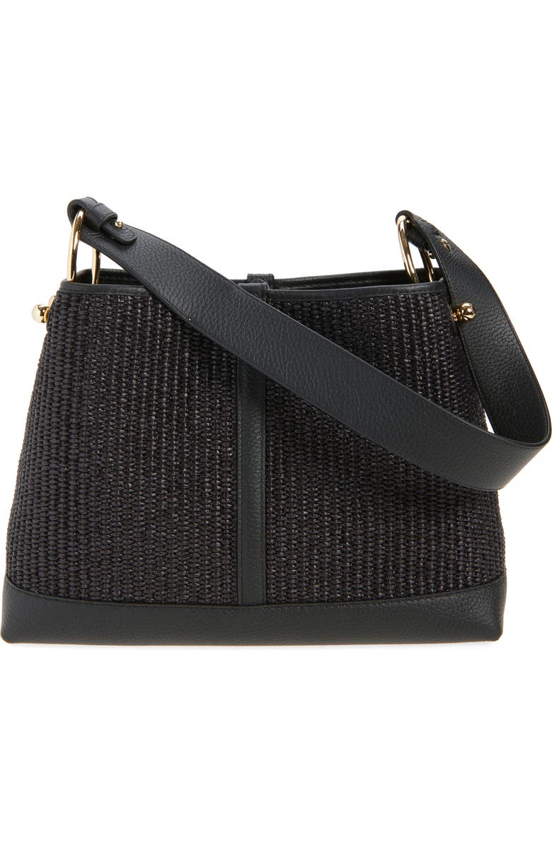 Strathberry Lana Black Raffia Hobo Bag, Alternate, color, Black