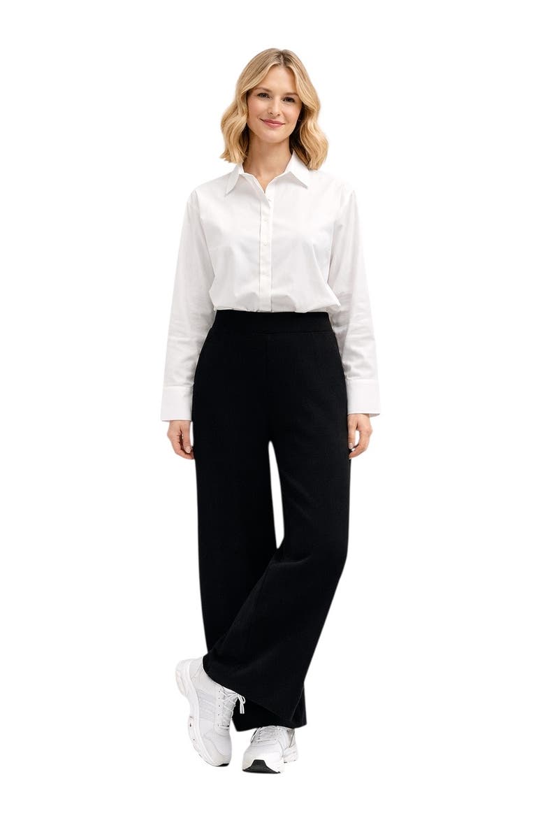 Cool Knit Flexible Waist Palazzo Pants, Alternate, color, Black